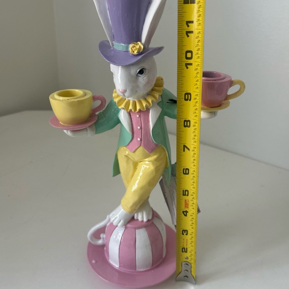 Easter Bunny Teacup Figurine Whimsical Candle Holder Decor - Picture 16 of 16